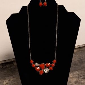 Stunning Red Necklace and Earrings Set